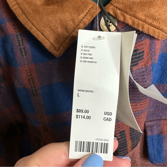 BDG Urban Outfitters NWT Men's Plaid Faux Suede Collar Shacket Size Large - Picture 6 of 8